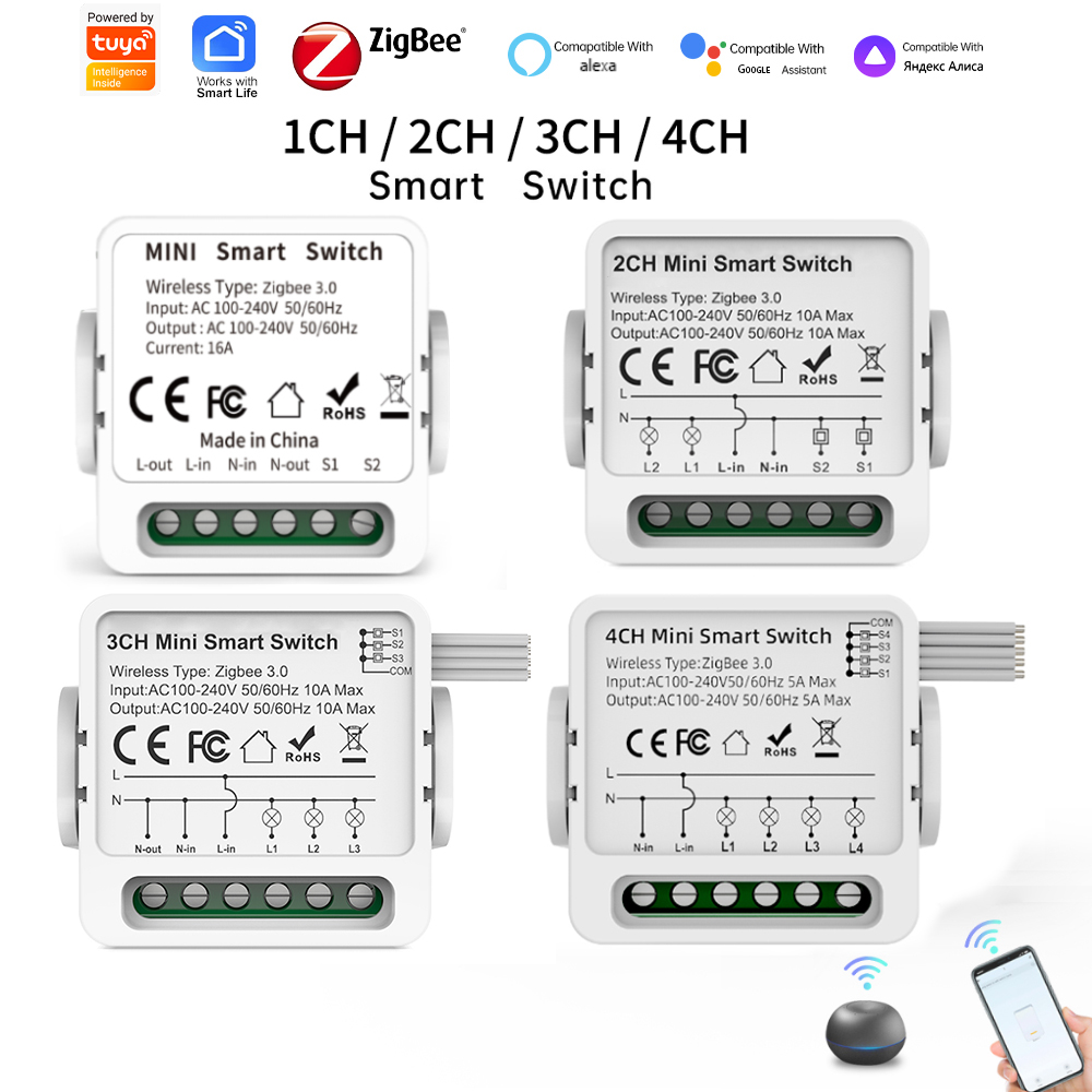 Tuya 4 Channel - Tuya Zigbee 3.0 Smart Switch 1/2/3/4-Way
