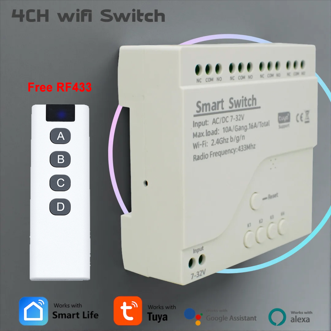 Tuya 4 Channel - 4 Channel Wifi Circuit Breaker Tuya