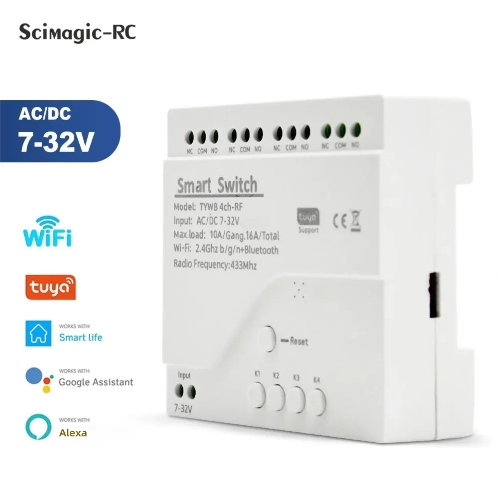 Tuya 4 Channel - Tuya Smart WiFi 7-32V 85-250V Switch